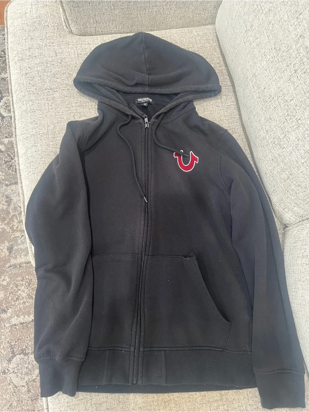 True Religion Kids Black Hoodie with Red Logo Zip Jacket